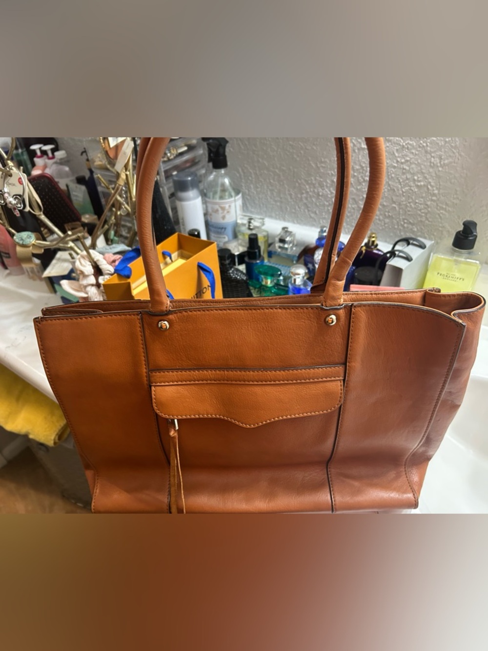 Rebecca Minkoff Tan Leather Tote with Front Pocket